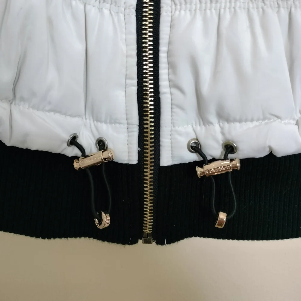 Calvin Klein Black White Quilted performance zip up vest S walking Jogging